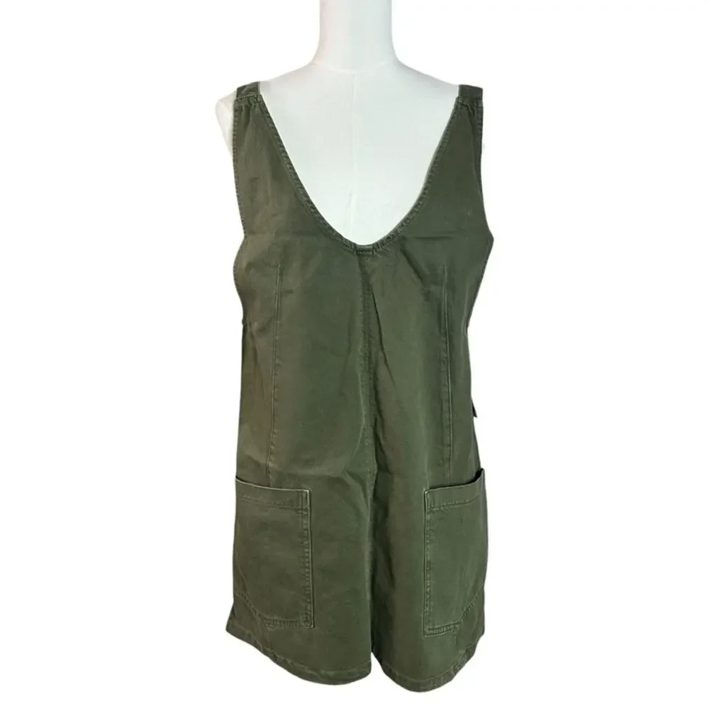 Free People High Roller Skirtall Dress in Moss Stone Army Green Size Small NWT